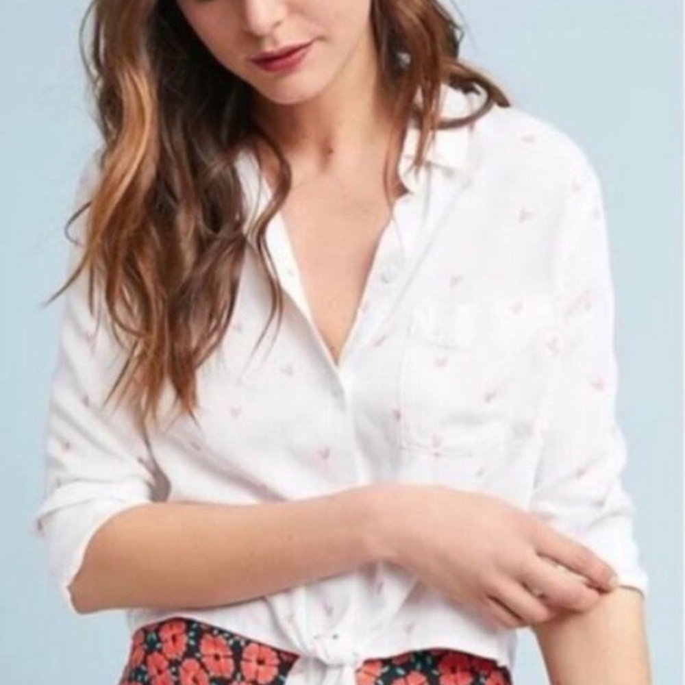 Rails White And Pink Val Scribble Hearts Shirt
